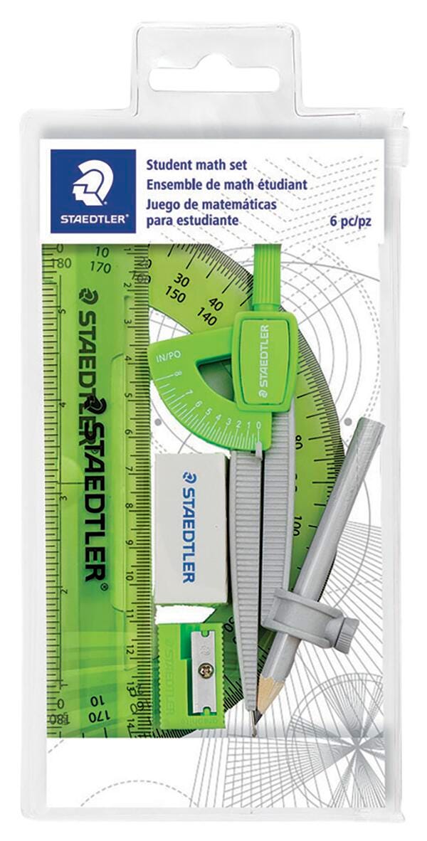 Staedtler 6-Piece Student Math Set in Zippered Pouch 2132094